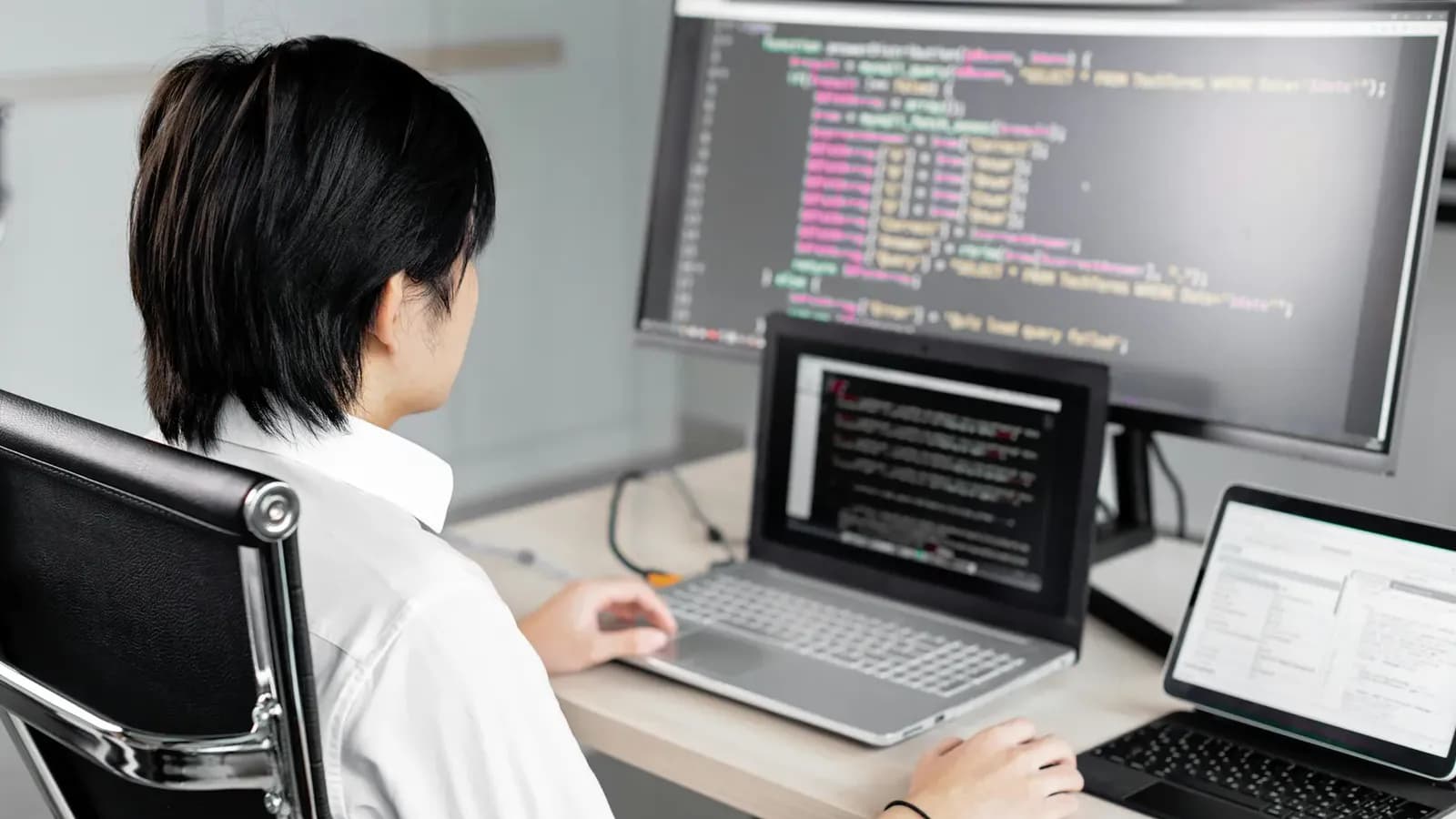 dev fullstack derriere un bureau