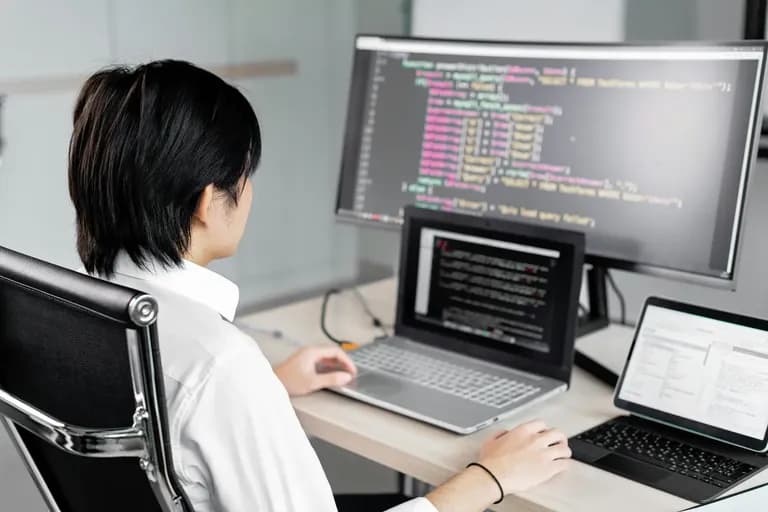 dev fullstack derriere un bureau